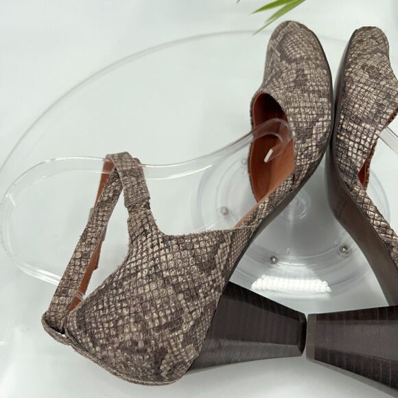 Gentle Souls Women's Raven Pump Size 9 Block Heel Grey Snake Leather Ankle Strap - Picture 7 of 14